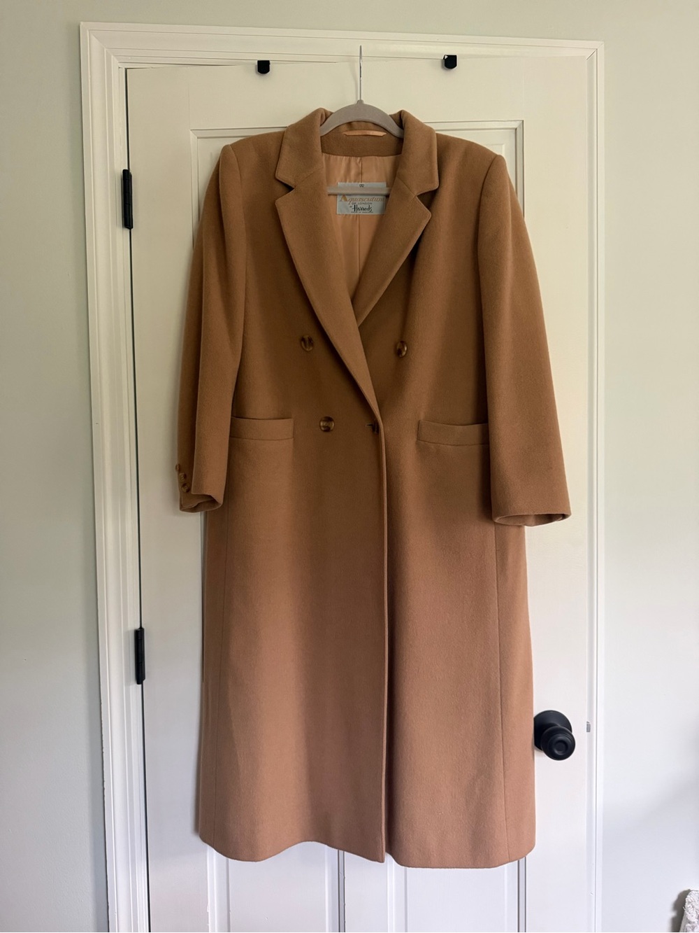 Aquascutum London Camel Double-Breasted Long Trench Coat